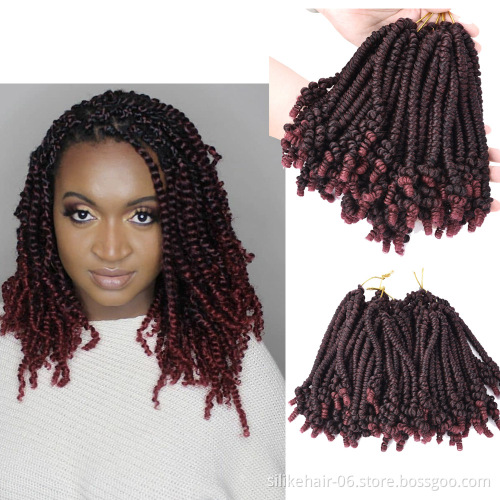 8 inch Ombre Black Brown Bomb Spring Twist Crochet Braiding Hair Fluffy Pre-twisted Passion Twist Synthetic Hair Extensions